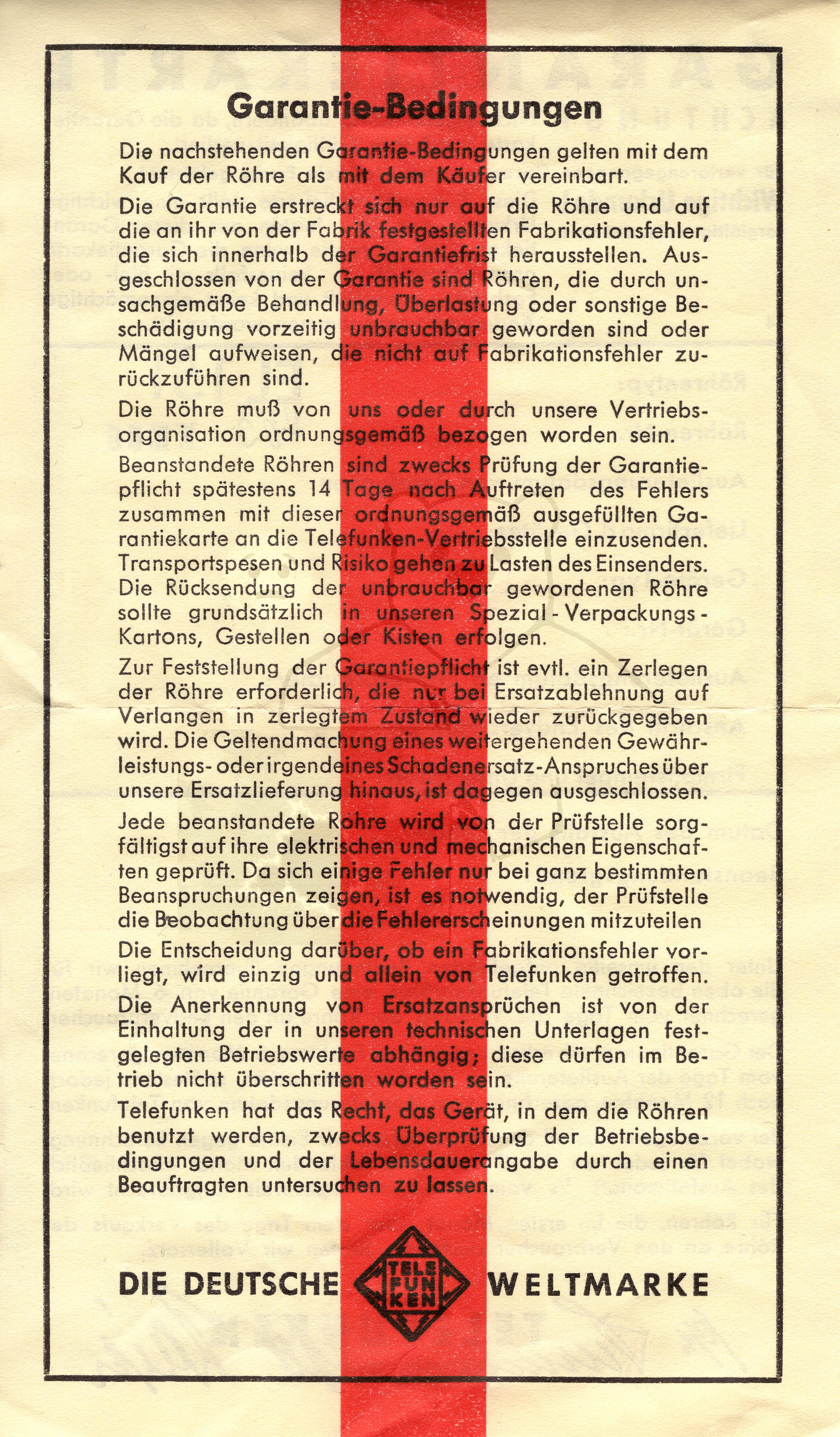 Röhre EL151 #7514 Garantiekarte Bild 2