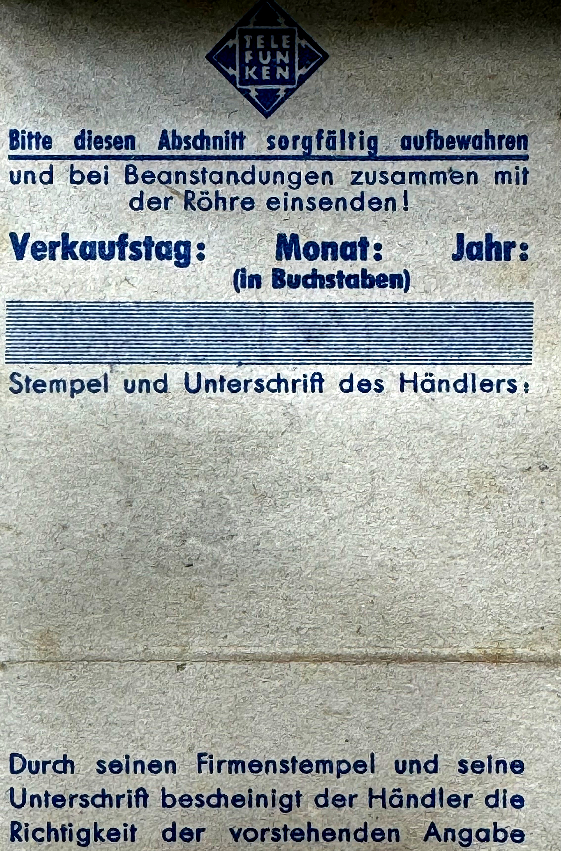 Röhre VL4 #0108 Verpackung Bild 1