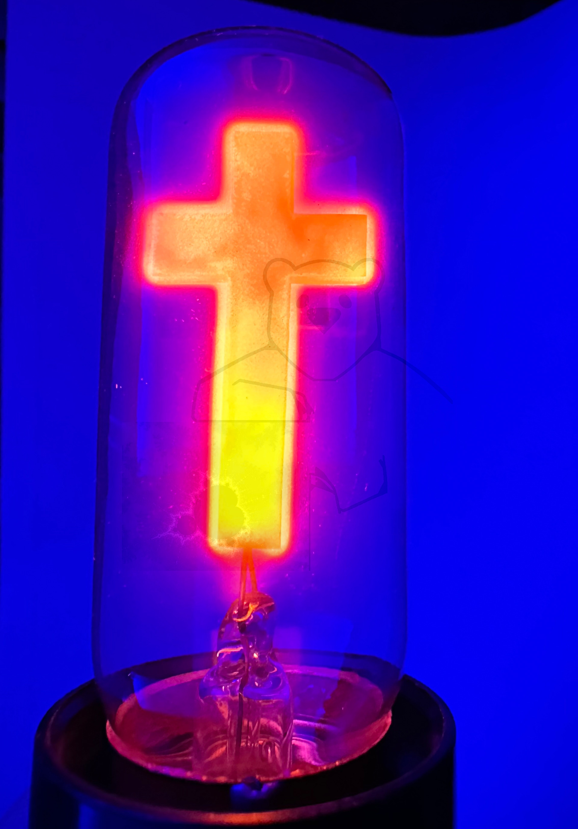 Glimmlampe 'Kreuz' Version 2 In Betrieb Bild 2
