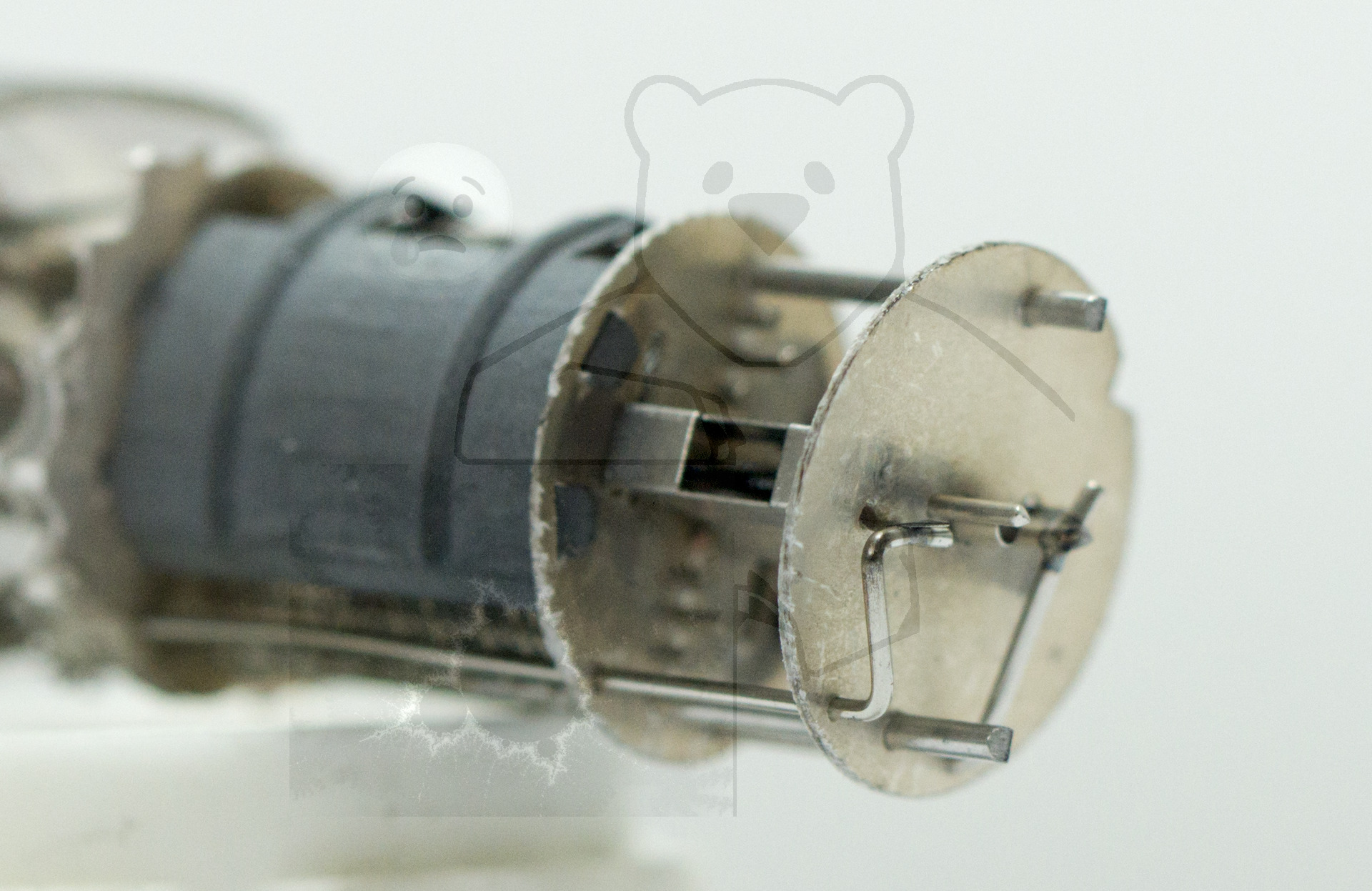 Makroaufnahme ECH81 Bild 05 - Triodensystem, seitliche Ansicht