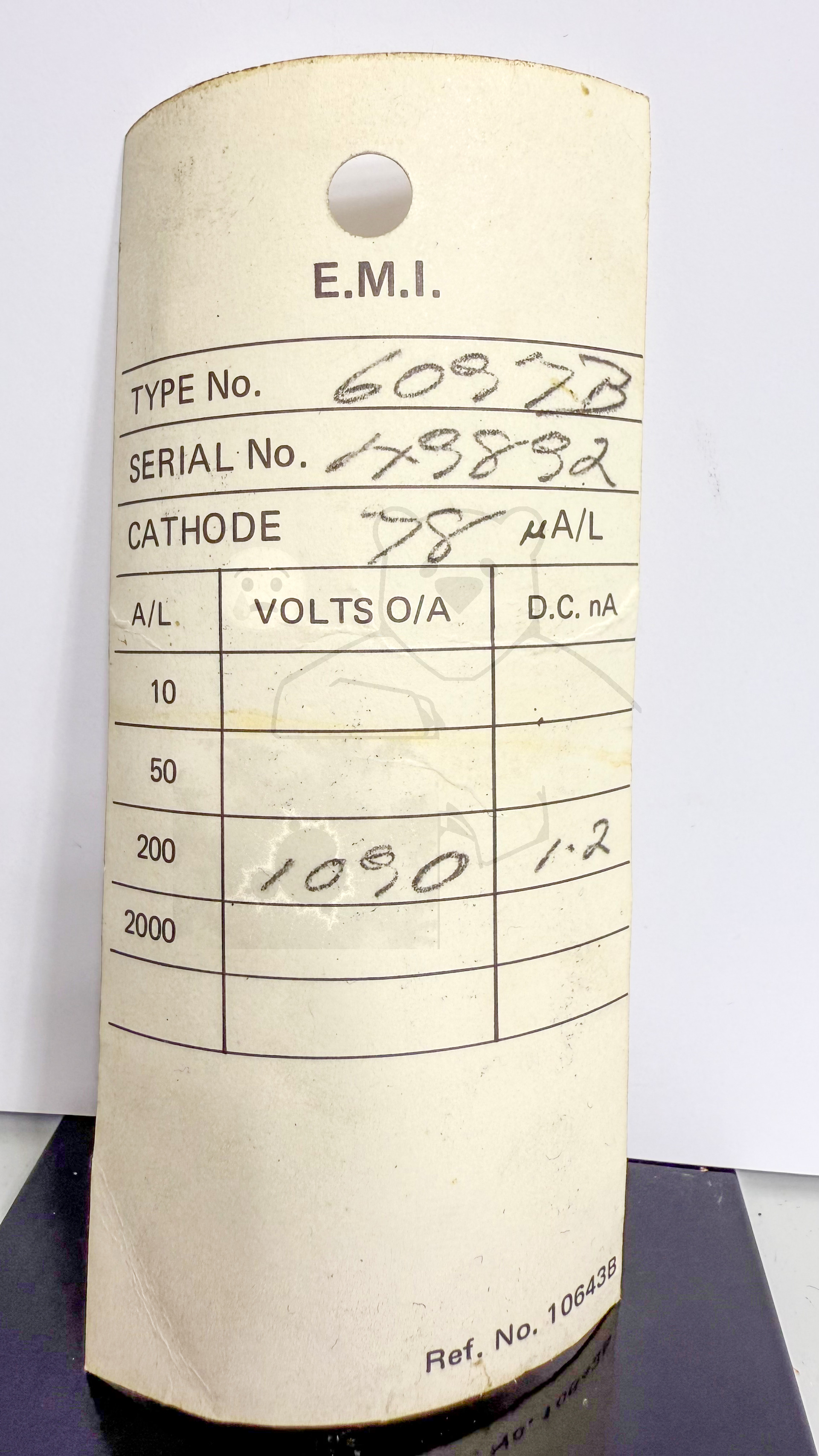 Röhre 6097B #4745 Messblatt