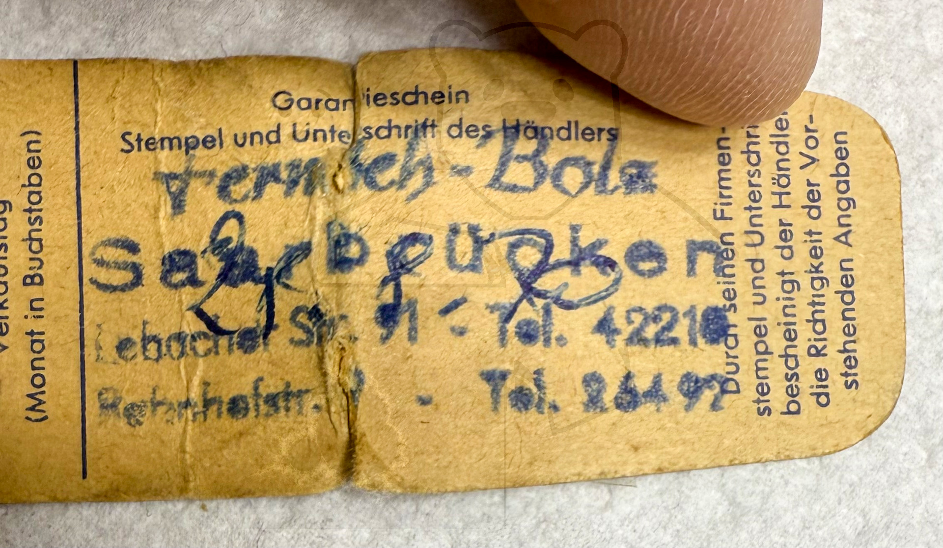 Röhre EAF41 #7581 Verpackung Bild 3 - Garantielasche gestempelt von 'Fernseh Bolz, Saarbrücken'