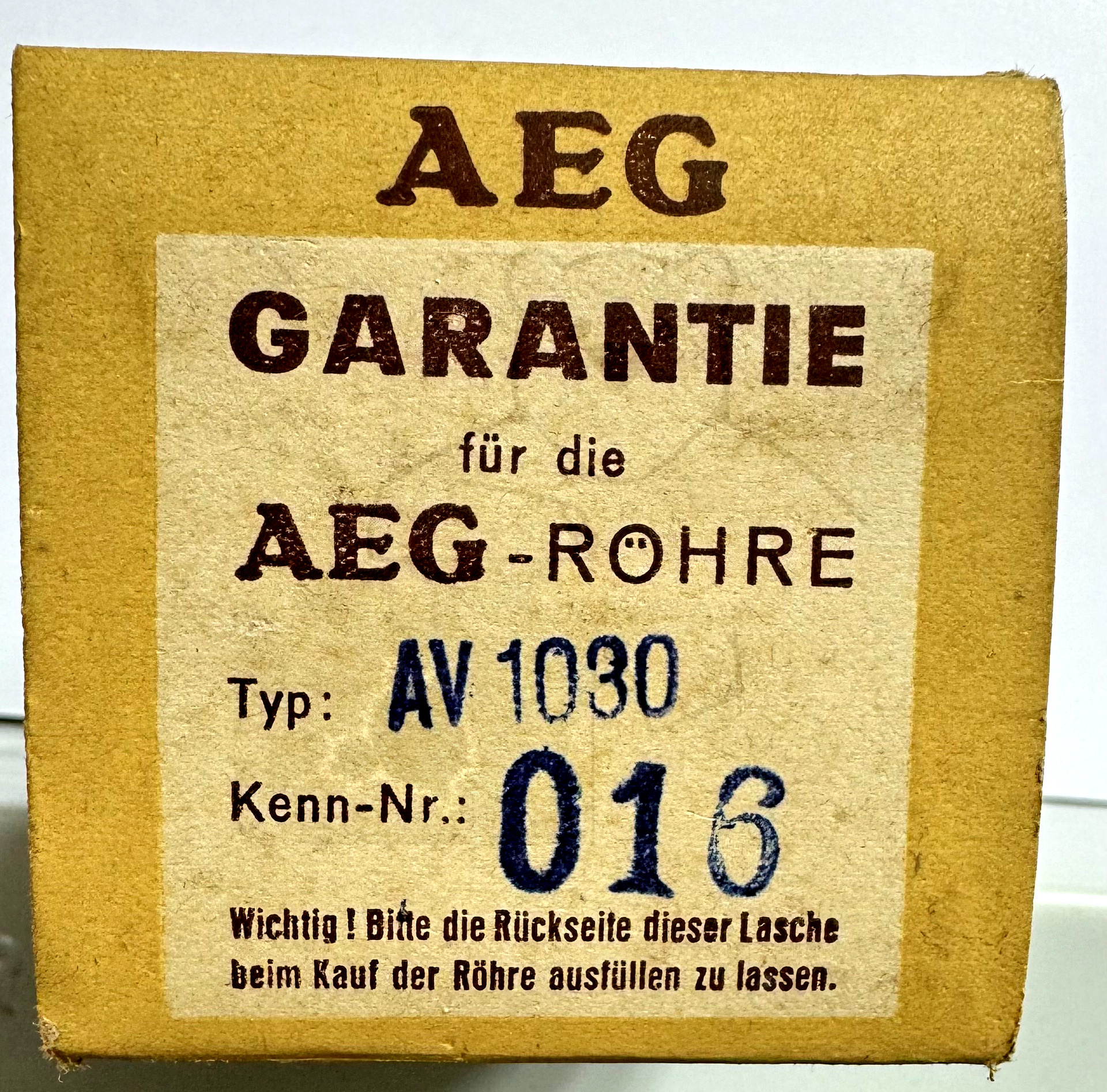 Röhre AV1030 #6443 Verpackung Bild 4