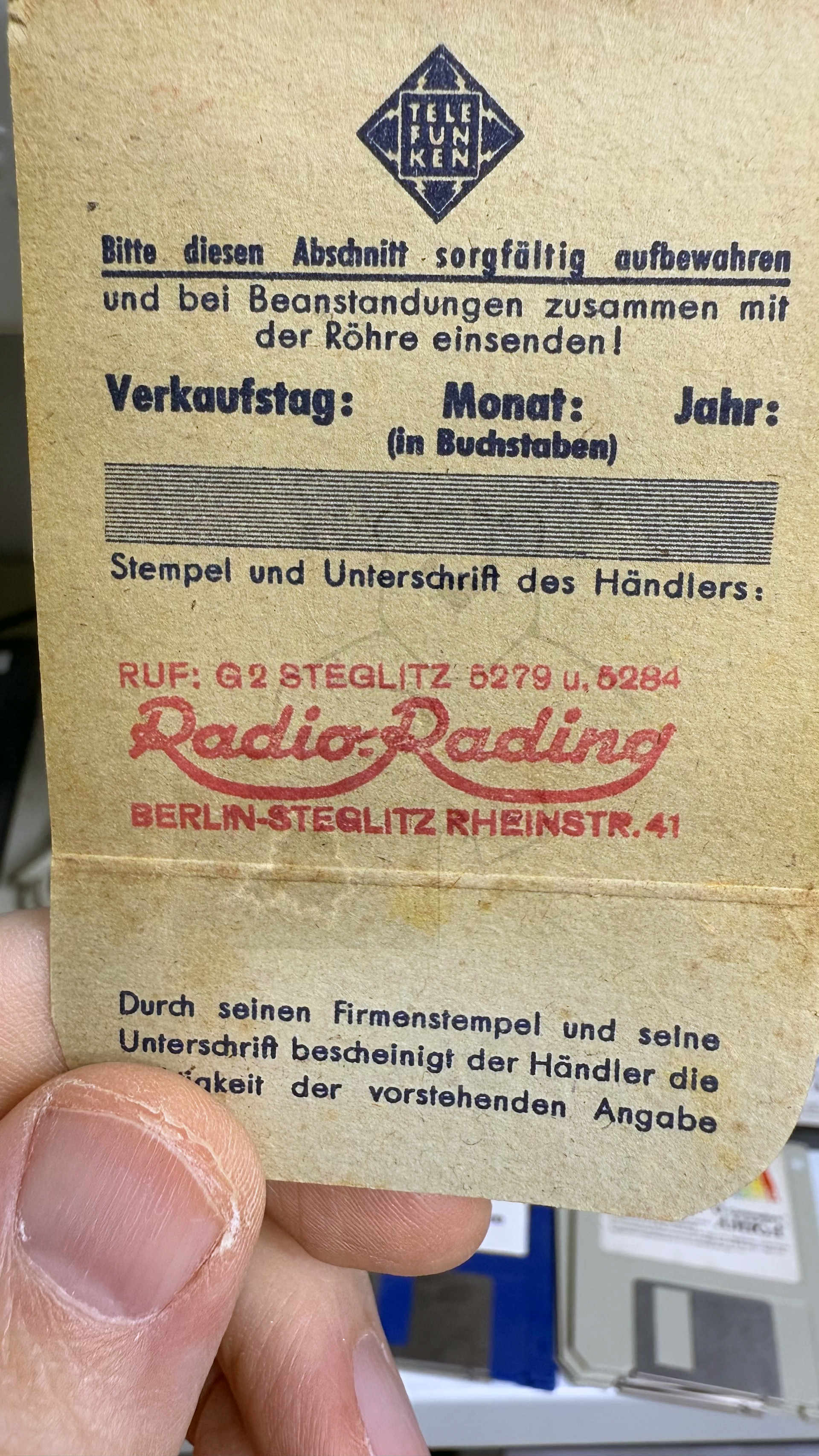 Röhre CL1 #7262 Verpackung Bild 1