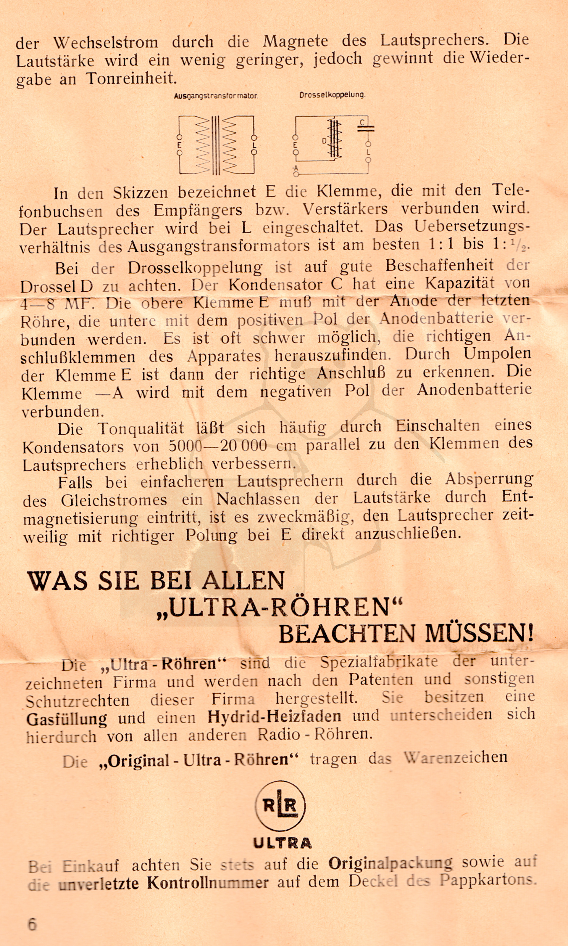 Röhre Ultra Orchestron 4 Beilagebroschüre Seite 6