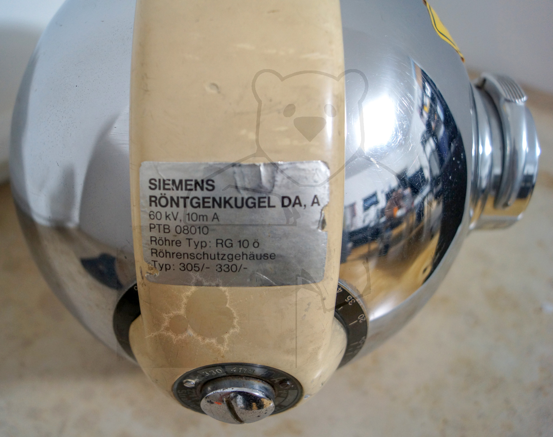Siemens Roentgenkugel, Chrome Variante, Typenschild